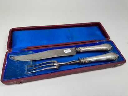 Couvert à découper en argent fourré et métal...