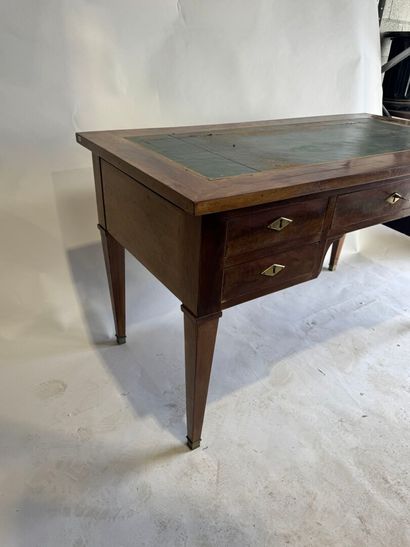 Mahogany and mahogany veneer flat desk opening...