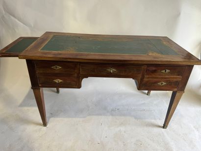 Mahogany and mahogany veneer flat desk opening...