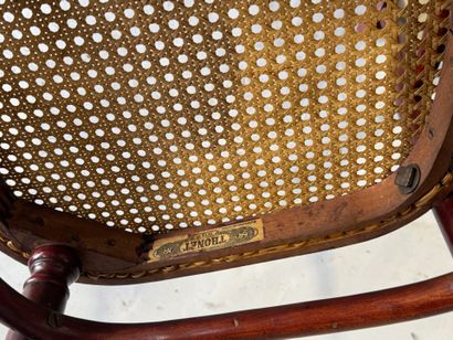 THONET.
Stained wooden bistro chairs with...