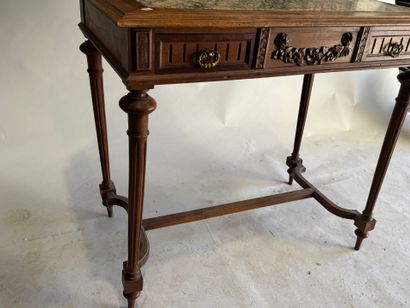 Walnut dressing table with an oval mirror,...