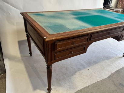 Large molded and carved oak desk opening...