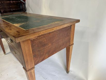 Mahogany and mahogany veneer flat desk opening...