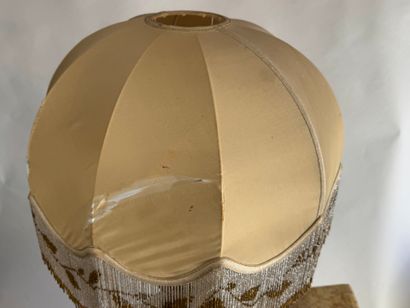 Important bronze and brass lamp with silk...