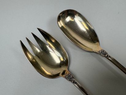 Couvert à salade en argent 950/100, poinçon...