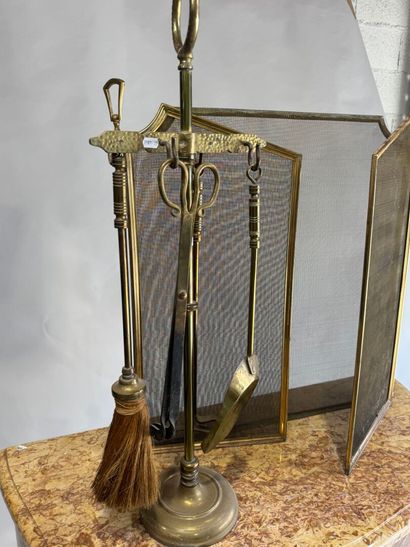 Fireplace set with spark guard, shovel, and...