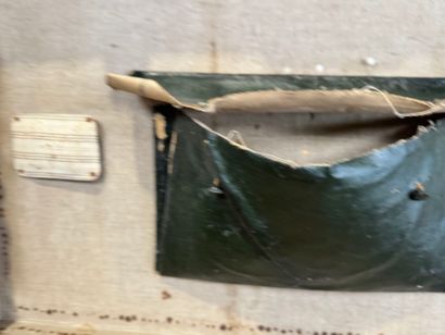 Coated wood, leather and brass travel trunk,...
