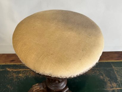 Carved wood tripod piano stool with circular...