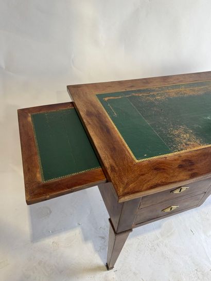 Mahogany and mahogany veneer flat desk opening...