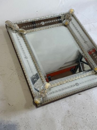 Rectangular mirror with Venetian-style glazing...