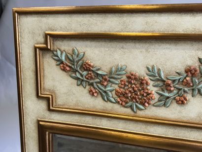 Gilded and polychrome molded wood trumeau,...