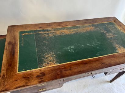 Mahogany and mahogany veneer flat desk opening...
