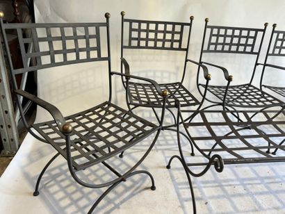 20th century.
Series of 4 openwork wrought-iron...