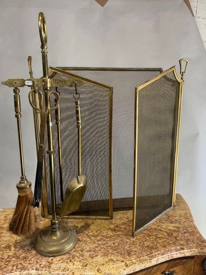 Fireplace set with spark guard, shovel, and...