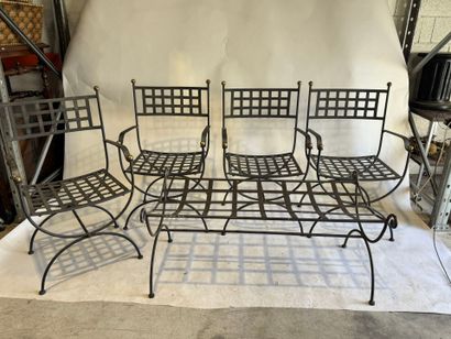 20th century.
Series of 4 openwork wrought-iron...