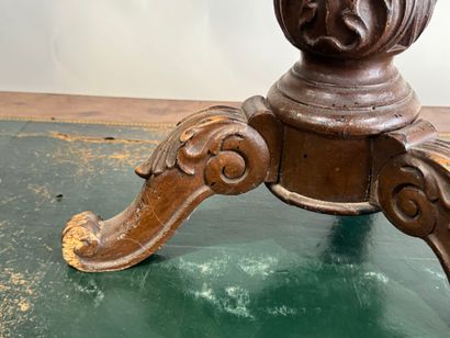 Carved wood tripod piano stool with circular...