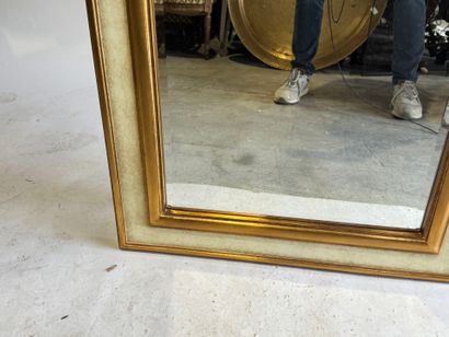 Gilded and polychrome molded wood trumeau,...