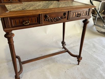 Walnut dressing table with an oval mirror,...