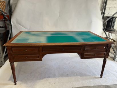 Large molded and carved oak desk opening...