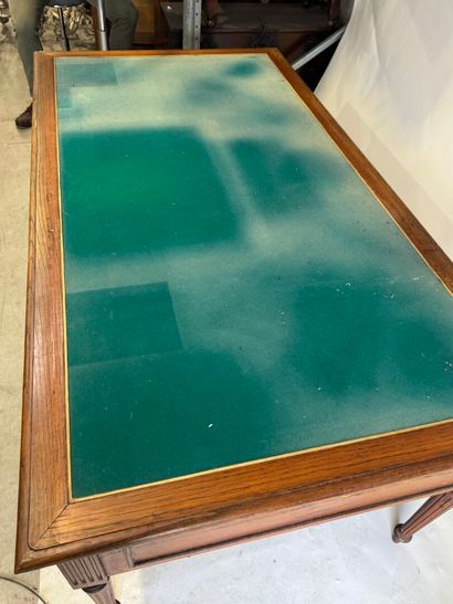 Large molded and carved oak desk opening...