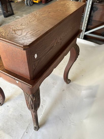 Stepped oak desk with four drawers and a...