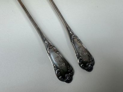 Couvert à salade en argent 950/100, poinçon...