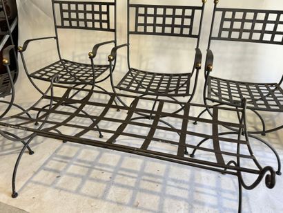 20th century.
Series of 4 openwork wrought-iron...