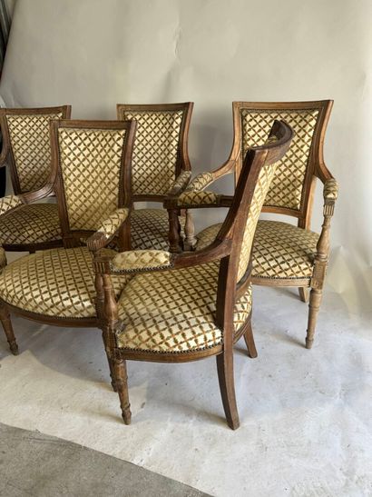 A set of six cabriolet armchairs in molded...