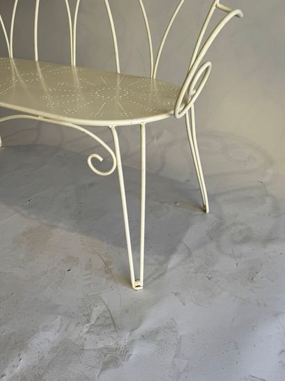 Garden bench in white lacquered metal, openwork...
