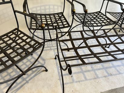 20th century.
Series of 4 openwork wrought-iron...