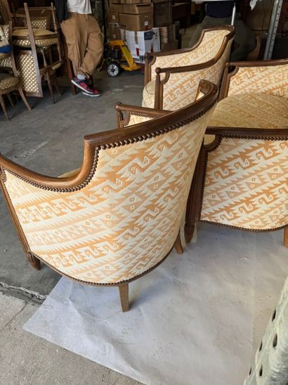 A living room set made of molded wood, with...