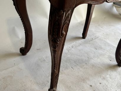 Stepped oak desk with four drawers and a...