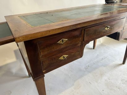 Mahogany and mahogany veneer flat desk opening...