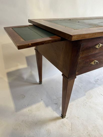 Mahogany and mahogany veneer flat desk opening...