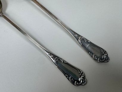 Couvert à salade en argent 950/100, poinçon...