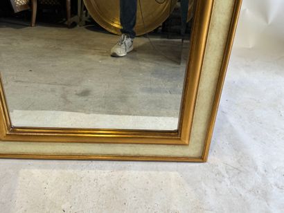 Gilded and polychrome molded wood trumeau,...