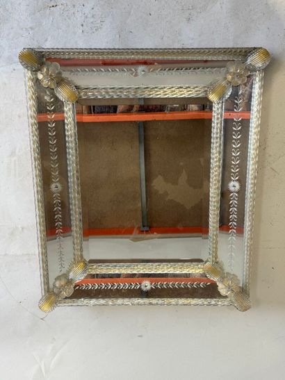 Rectangular mirror with Venetian-style glazing...