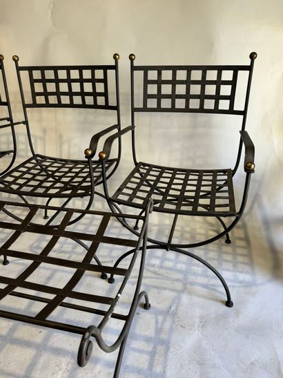 20th century.
Series of 4 openwork wrought-iron...