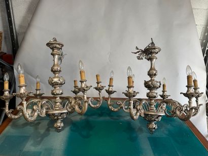 An important pair of six-arm chandeliers...
