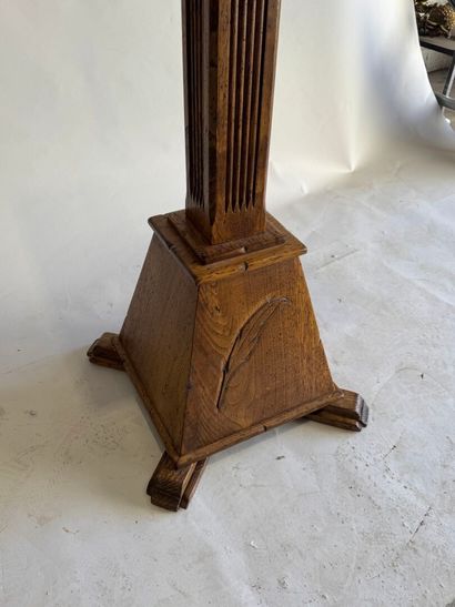 Wooden lectern opening to a flap forming...