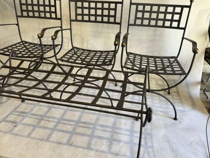 20th century.
Series of 4 openwork wrought-iron...