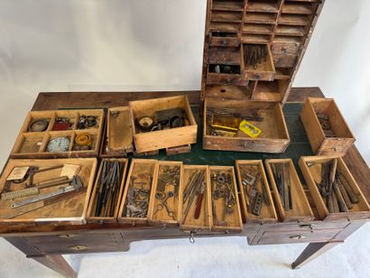 Small wooden craft cabinet opening with 27...
