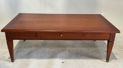 Table basse rectangulaire en merisier ouvrant...