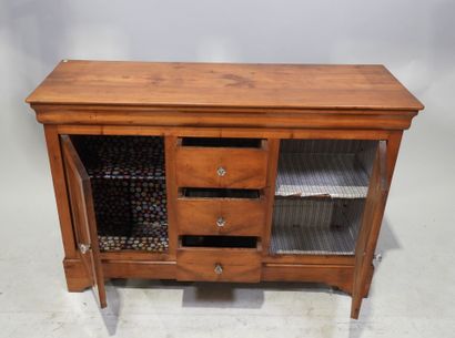 Buffet bas en bois et placage de merisier...