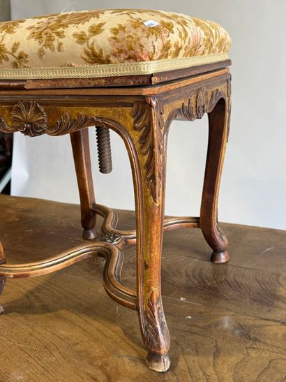 Screw-top piano stool in molded, carved and...