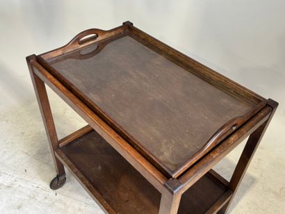 Desserte roulante en bois teinté, le plateau...