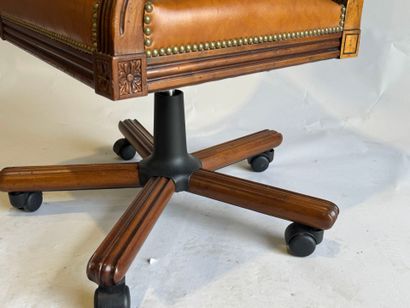 Swivel desk armchair in molded wood and imitation...