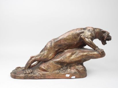 Émile ROUFF (XIXe-XXe).
Panthère à l'affut.
Sujet...