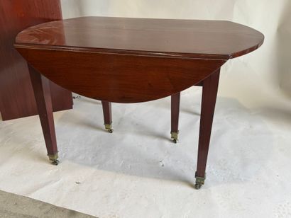Six-leg flap table with oval mahogany top,...
