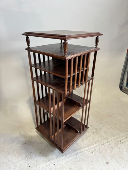 Bibliothèque tournante et roulante en bois...